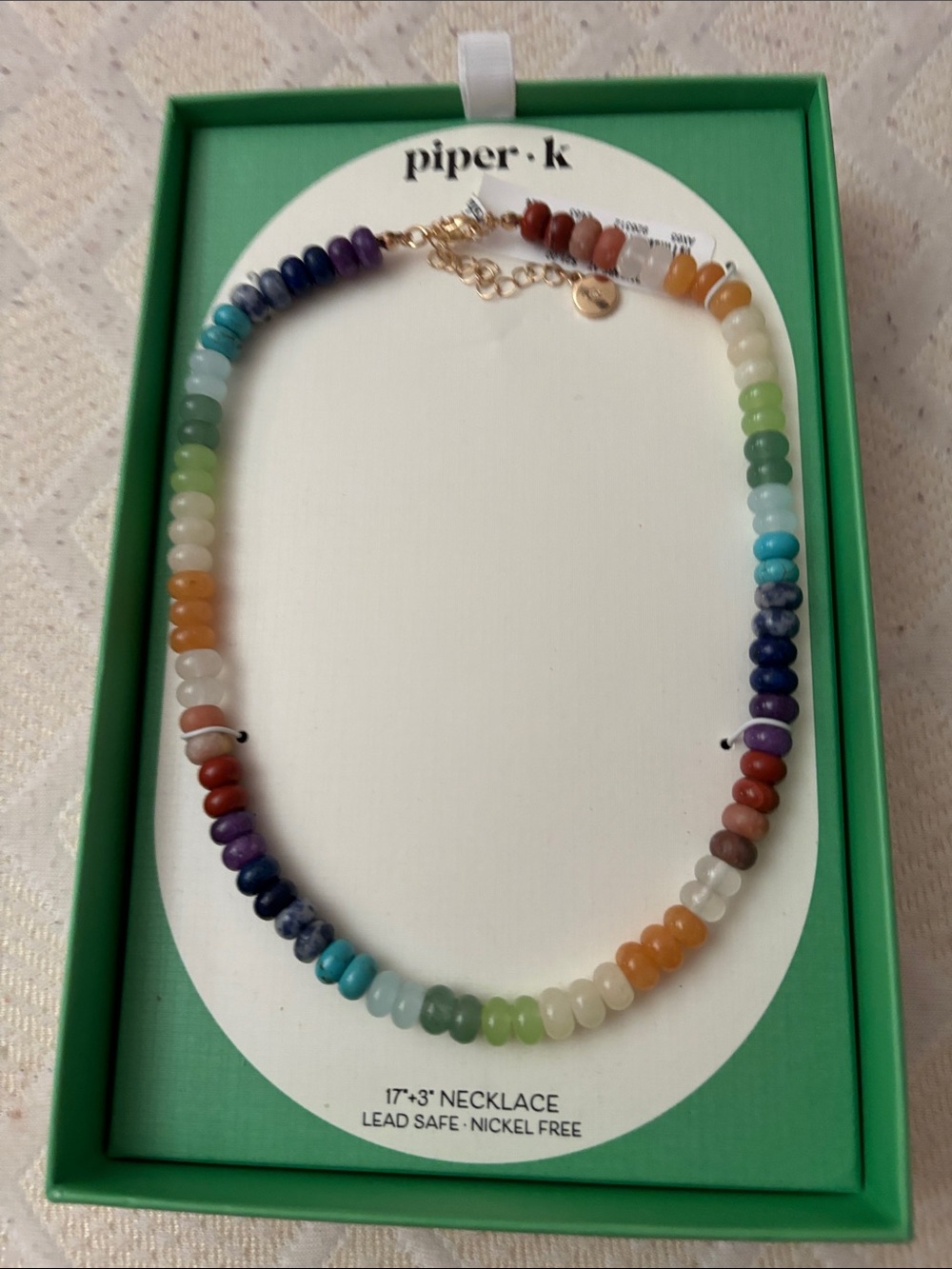 Piper Multicolor Gem Bead Necklace with Gold Tone Chain